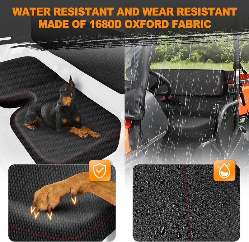 BORDAN RTV Waterproof Seat Cover for Kubota RTV 400 & RTV 500, 1680D Heavy Duty Seat Covers for Kubota Tractor UTV Outdoor Seat Cover Set Full Protection, Black (2 PCS) - Image 2